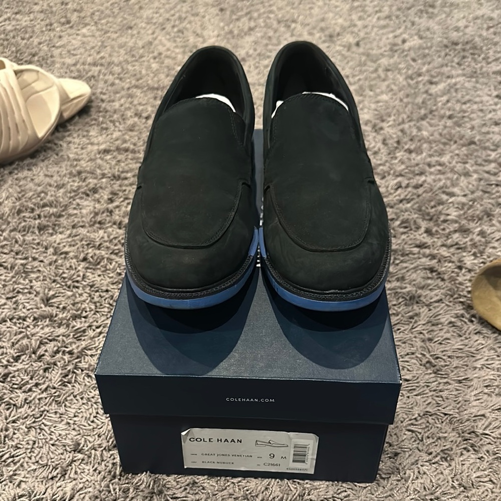 Cole Haan Black Suede Loafers